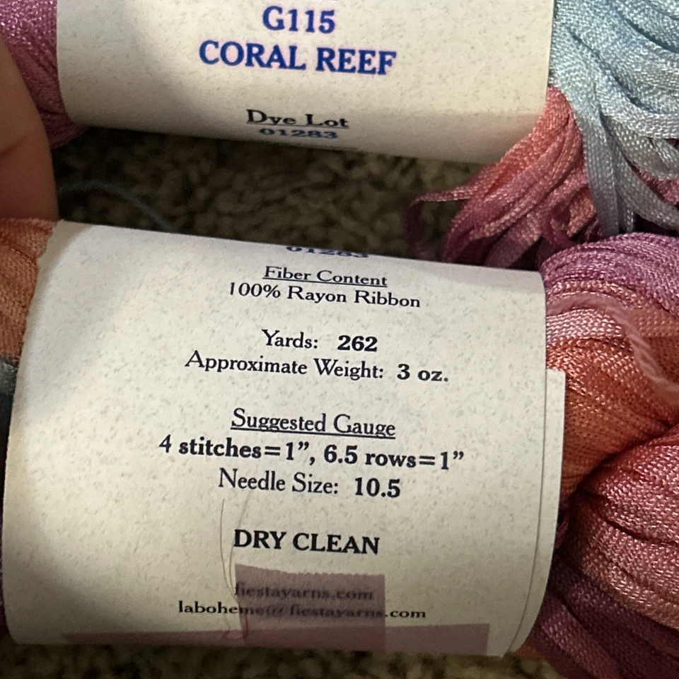 2 Hilos Fiesta Gelato Rayón Cinta 3oz/262y ARRECIFE CORAL NUEVO CON ETIQUETAS Foto 2 de 2
