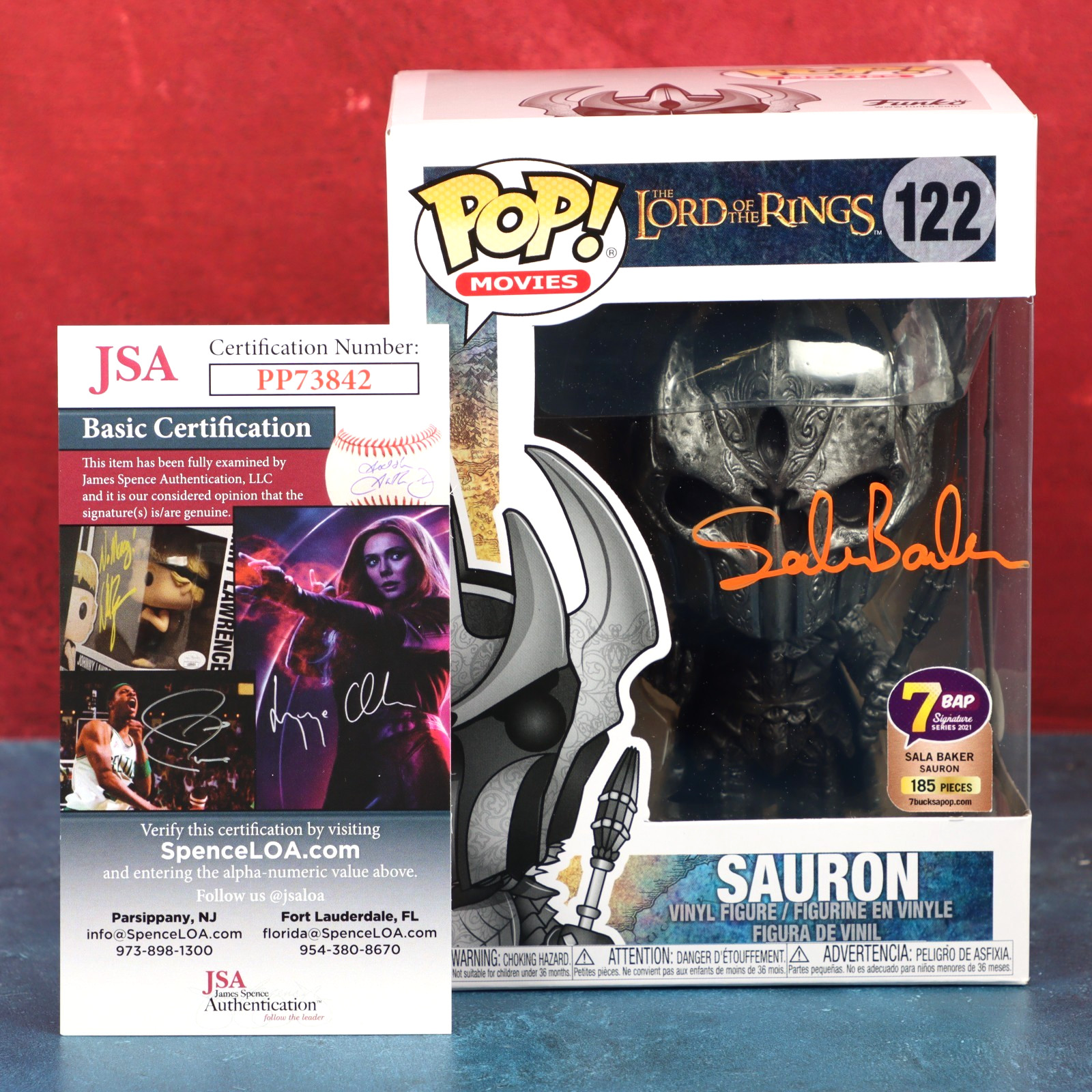 Funko Pop Firmado Señor de los Anillos 122 Sala Baker Sauron 7BAP LE 185 Protector