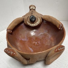 Whimsical Bill Hicks Dog Bowl Studio Pottery - Signed with Great Glaze