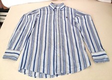 U.S. Polo Assn Shirt Men XL Custom Fit Long Sleeve Striped Blue Cotton Button Up
