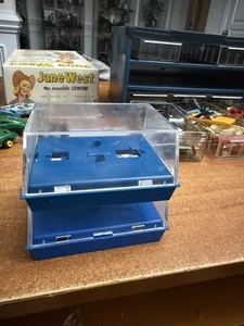 Lot of 2 AURORA HO Slot Car Display Cases 1960's Blue base