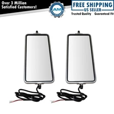 16" x 7" Stainless Steel West Coast Mirror Pair Heated Turn Signal Bubble Back