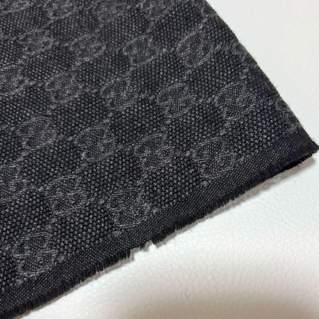 Auth GUCCI GG Pattern Sherry Line Scarf Stole Wool Silk Black Red from japan thumbnail 17