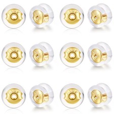 18K Gold Locking Secure Earring Backs for Studs, Silicone Earring Backs Repla...