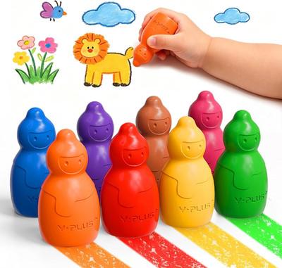YPLUS Dicke Jumbo Wachsmalstifte Für Kleinkinder   8 Lebendige Farben, Ungiftige