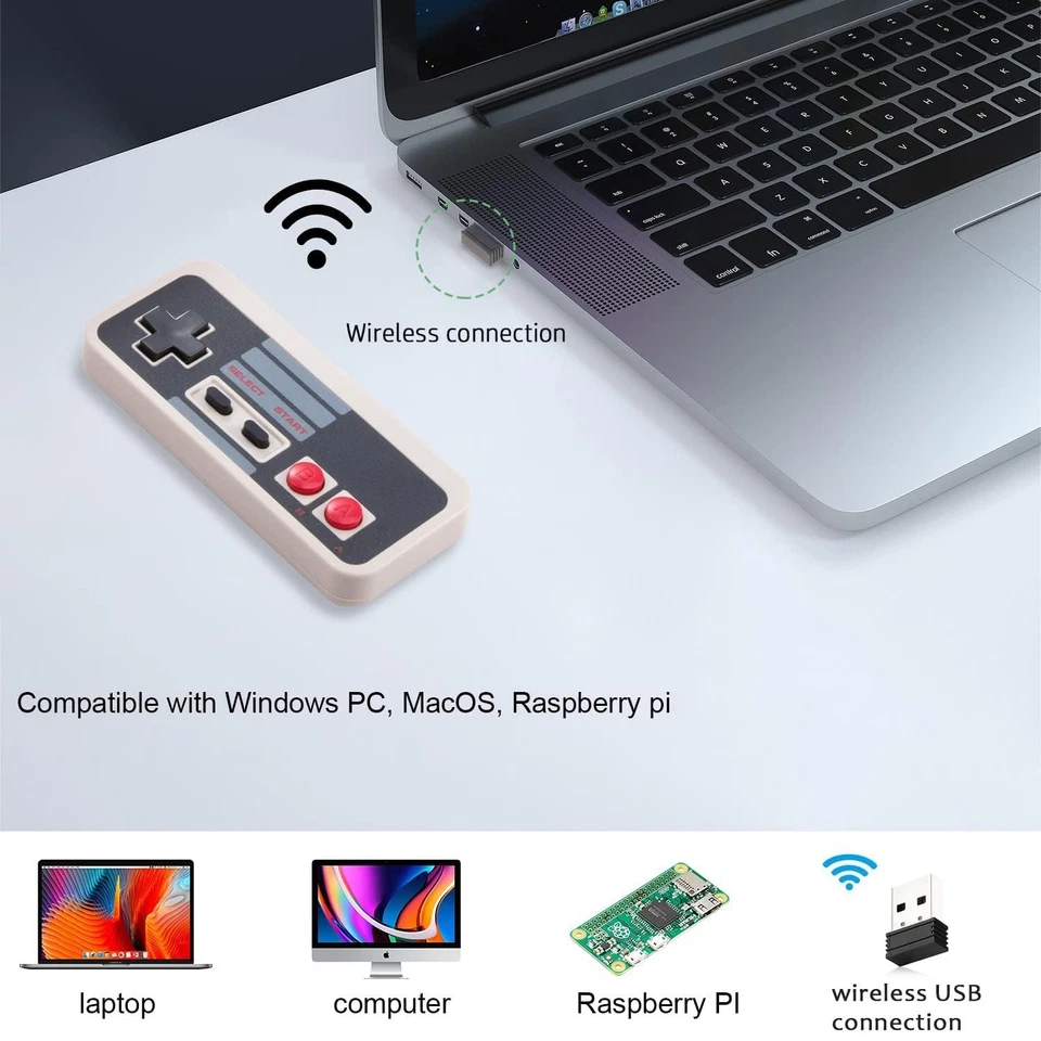 2X Controlador USB Inalámbrico Nes para Juegos de PC, Control Remoto USB Inalámbrico 2.4ghz N-E... Foto 4 de 4