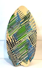SkimLizard Skimboard 41" x 21" 2014 Skim Lizard Board Green Blue Abstract Design