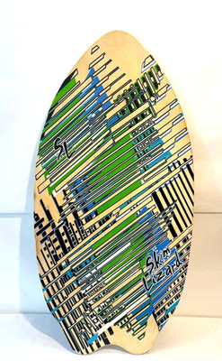 SkimLizard Skimboard 41'' x 21'' 2014 Skim Lizard Board Green Blue Abstract Design