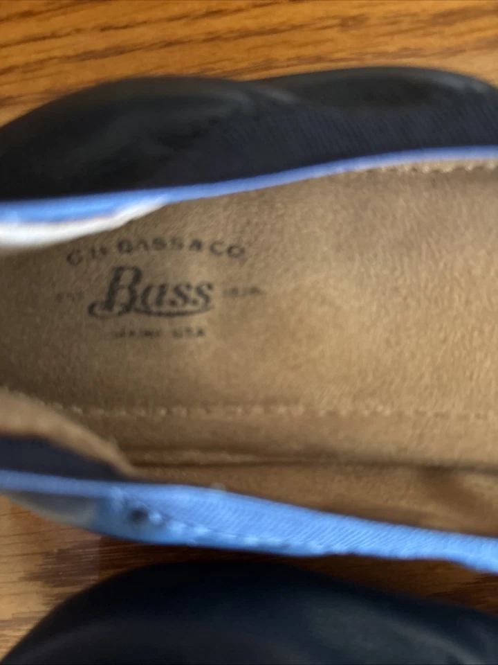Bass Leather Navy Blue Slippers Size 8 Wide - Image 4 of 4