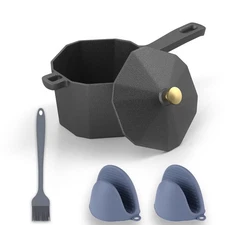 Pre-Seasoned Cast Iron Sauce Pot with Lid Heavy Duty Butter Warmer Pan