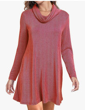 Levaca Long Sleeve Dress Casual Loose Fit Cowl Neck Length 36" Size XXL NWT