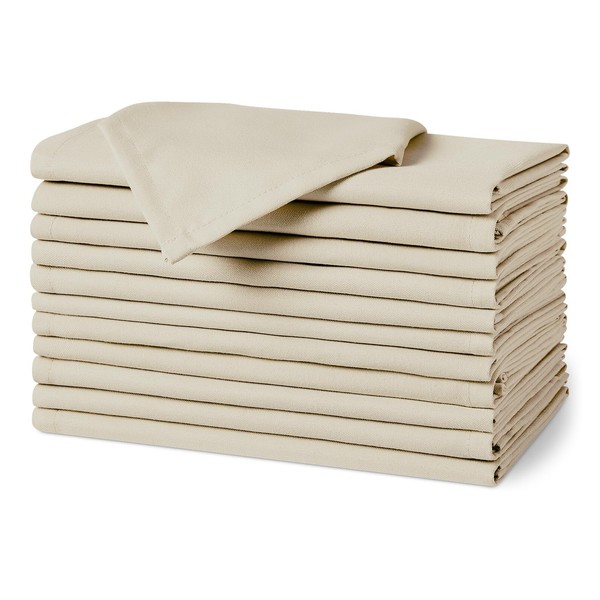 Amazon Basics Stoffservietten 12Er-Pack Schmutzabweisend Knitterfrei Beige-image