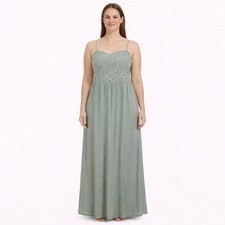 Ya Los Angeles Maxi Dress, Size M, Blue Gray, Embroidered, Beaded, Boho, Strappy