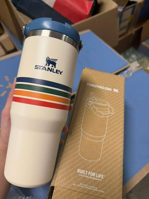 #ad Stanley Ice flow Flip Straw with Handle Multicolor Striped Design $49.99