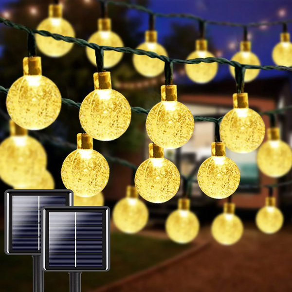 2X Led Solar Lichterkette Kugel Beleuchtung AußEn Warmweiß Garten Party Deko 15M-image