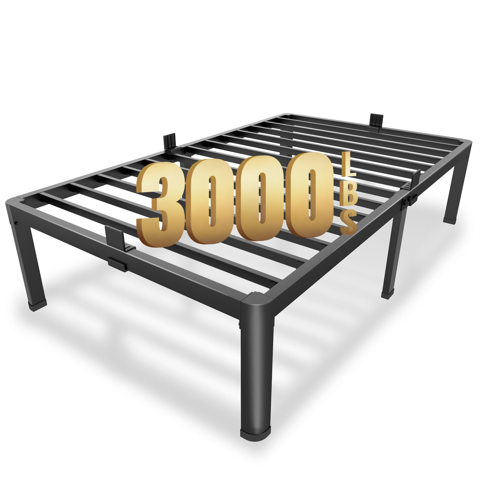 12 Inch Twin Metal Platform Bed Frame with Round Corner Legs and Anti-Slip Mattress Support
