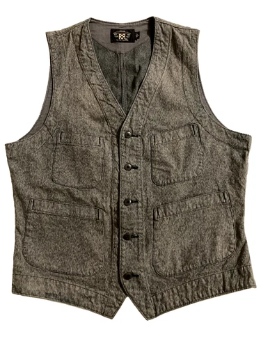 RRL Double RL Ralph Lauren Men's Gray Textured Cotton Vest Size M - product listing photo