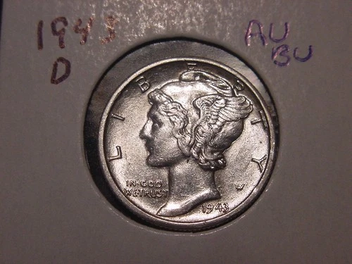 1943-D MERCURY DIME AU BU POPULAR DATE SHIPS FREE