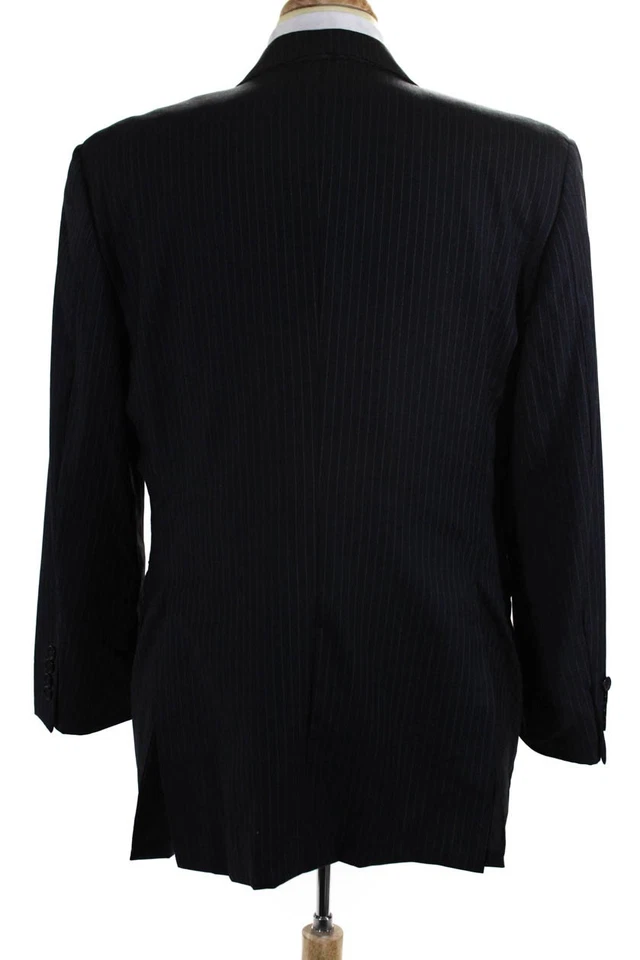 Hickey Freeman Mens Striped Two Button Blazer Jacket Black Size 44 Regular - Image 4 of 4
