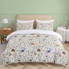 Colorful Duvet Cover for : Soft Twin Bedding Set with Wild Plants and Flower-...
