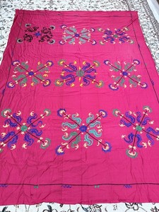Uzbek Red Suzani Handmade Embroidery 222 x 160 cm