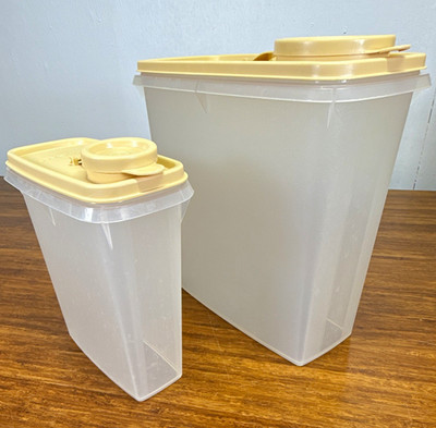 Vintage Tupperware Rectangular Snap Lid Container 2 Sets Beige