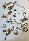 Vintage Costume Jewelry Lot Statement Brooches Rings Cufflinks Resell Craft