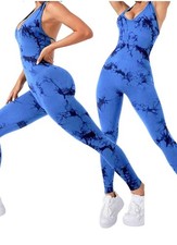 Women s S Blue/Black Tie Dye Halter Sleeveles...