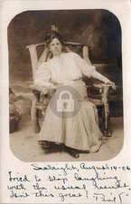 Studio Girl "Tried to Stop Laughing" Seabright SANTA CRUZ RPPC Postcard COPY