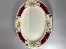 Vintage Homer Laughlin A43N6 Floral Serving Platter Large Oval Plate 11.75”