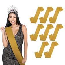8-Pack Blank Satin Sash, 3.8 Inch Party Sash for Birthday/DIY Gold 