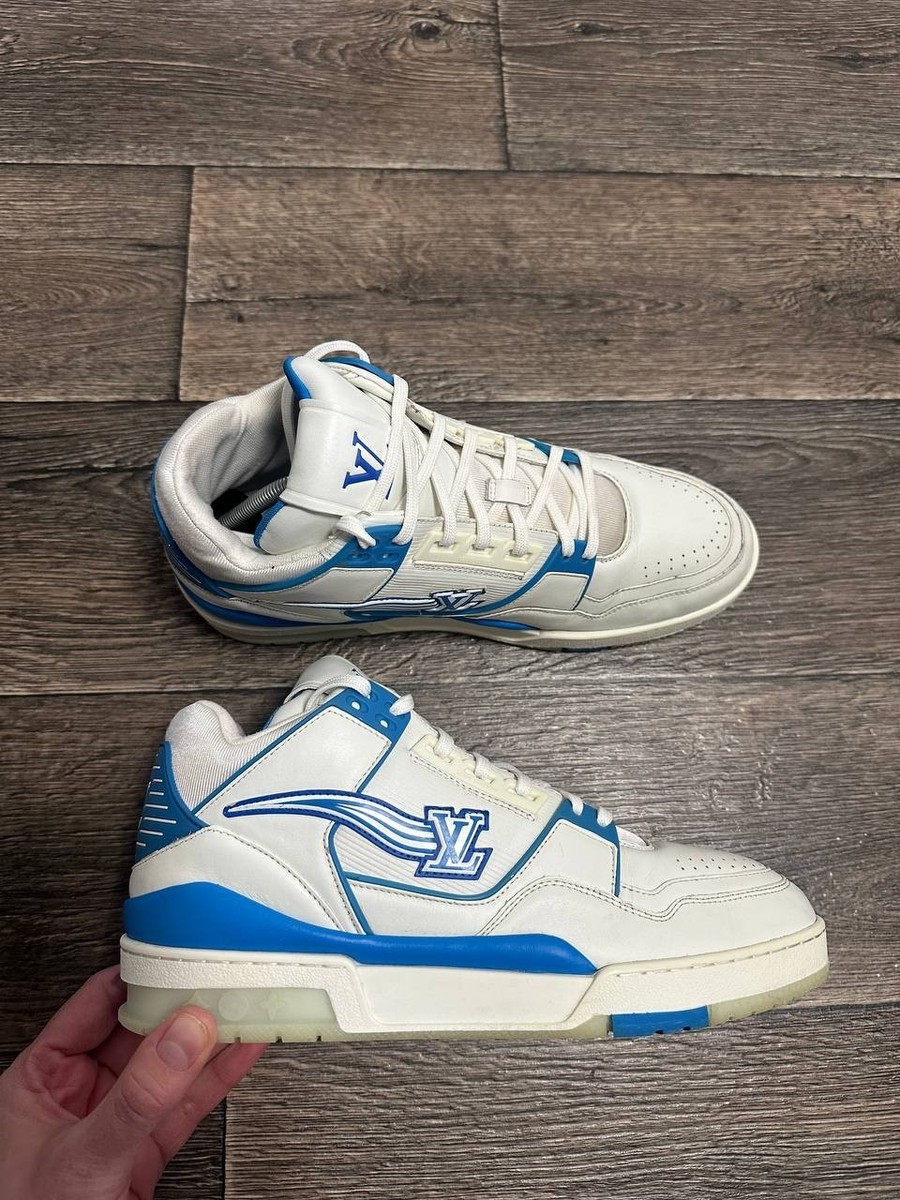 Louis Vuitton Men Trainer Azur White Blue High Top Sneakers sz10