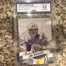 Leaf 2020 Prized Rookie Joe Burrow #08 CGC Gem Mint 10 LSU Tigers Football Card