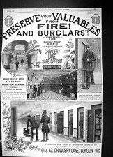 Antique Old Print Chancery Lane Safe Deposit London Strong Rooms Safes 1886