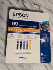New Sealed Epson 69 Black Cyan Magenta Yellow TO691,692,693,694 Ink Exp. 9/2018