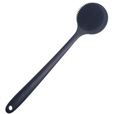 DNC Back Scrubber for Shower Soft Silicone Bath Body Brush with Long Black