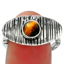 Natural Tiger Eye - Africa 925 Sterling Silver Ring s.7.5 Jewelry R-1573