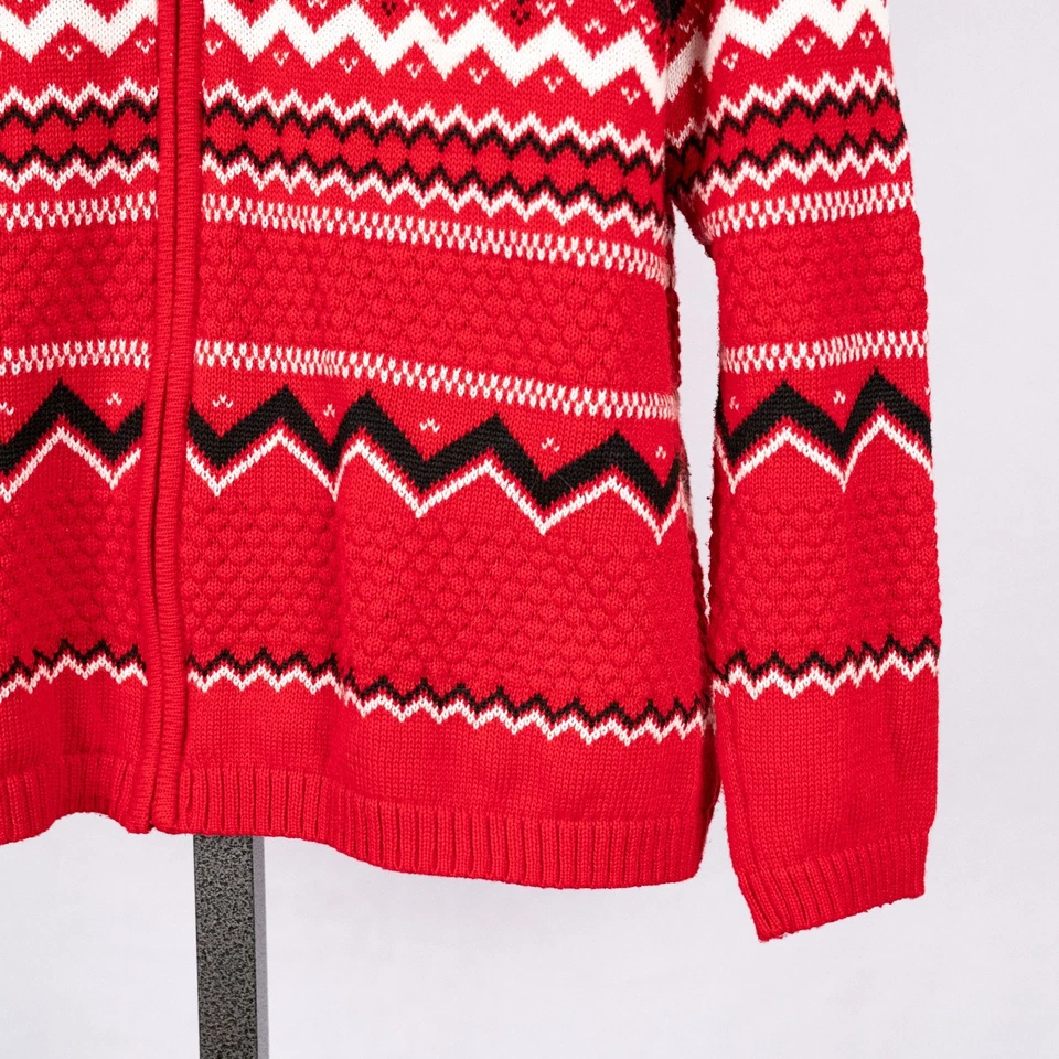 Suéter Cárdigan Mujer Rojo Fair Isle Talla XL Invierno Vacaciones Copo de Nieve Navidad Foto 4 de 4
