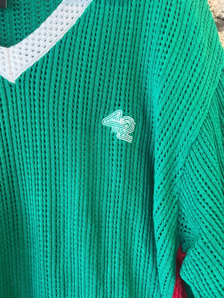 Vintage Footytwo Green Soccer Jersey W/ Red Stripes & Number 14 - Image 2 of 4