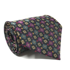 NEW Karl Lagerfeld Wide Tie Black Purple Green Geometric Silk Made USA Necktie