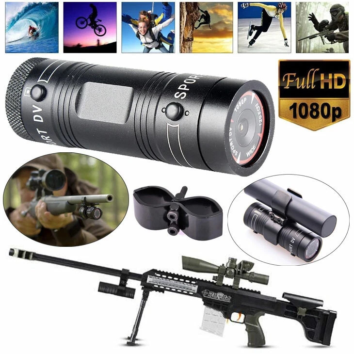 HD 1080P Professional Camera Bike Sports Action Cam Mount For Rifle Hunting Gun