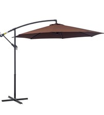 Outsunny 01-0585 3m Steel Hanging Offset Patio Umbrella with Stand - Brown