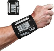 Magnetic Wristband, 3-Row Strong Magnets for Holding Screws, Nails, Drill Bits,