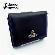 Vivienne Westwood Tri-fold Wallet Clasp Closure Black Gold