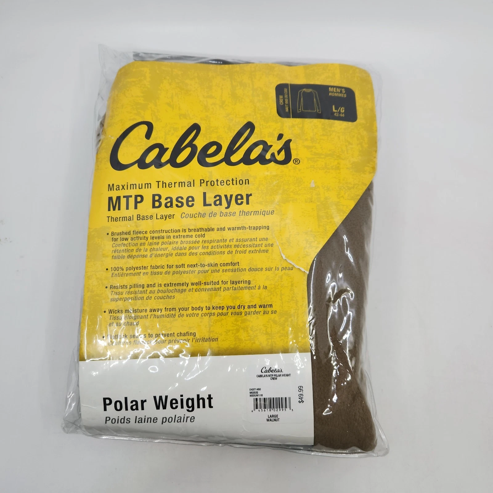 Cabelas Maximum Thermal Protection MTP Base Layer Size Large Polar Weight NOS