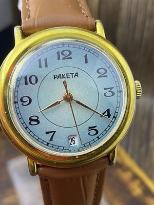 Raketa 2614.N  Vintage Original Soviet Mechanical Watch Side Calendar 80s #9215