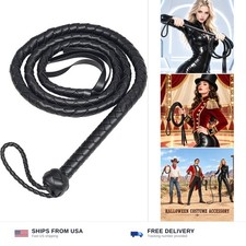 Faux Leather Whip 6.5 Feet Black Cosplay Costume Halloween Accessory