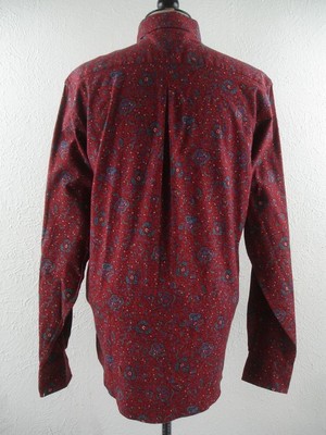 Men's sz M Vtg 1980's YSL Yves Saint Laurent Red Floral Button