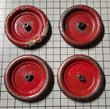 A.C. Gilbert Erector "LV" Red Painted Steel Disc Wheels, Set of 4
