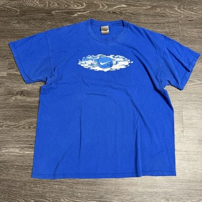 2000s Y2K blue nike graphic t shirt xxl streetweae skater vintage summer